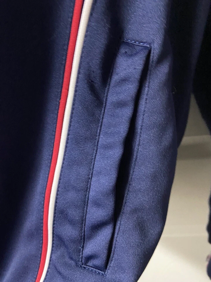 Jaqueta feminina Lavon zíper completo tamanho grande azul vermelha branca malha vintage Y2k - Imagem 4 de 4