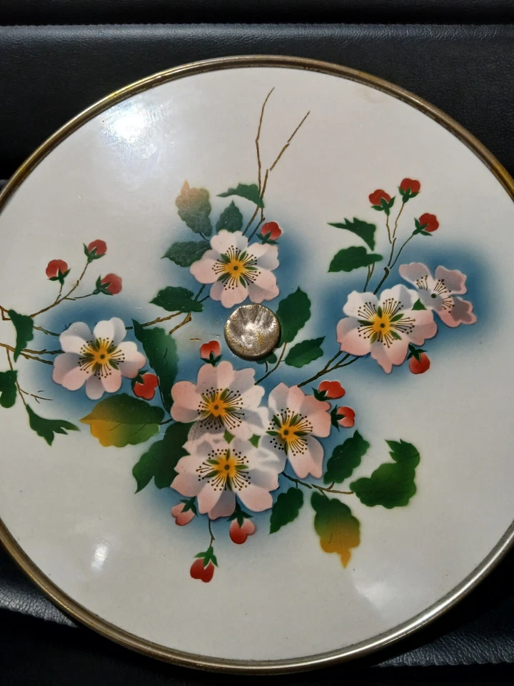 Exibição de bolo floral art nouveau porcelana início dos anos 1900 ao virar suporte cromado - Imagem 4 de 4