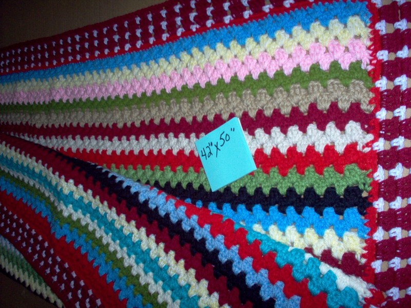 New hand crochet afghan, granny stitch, rectangle shape
