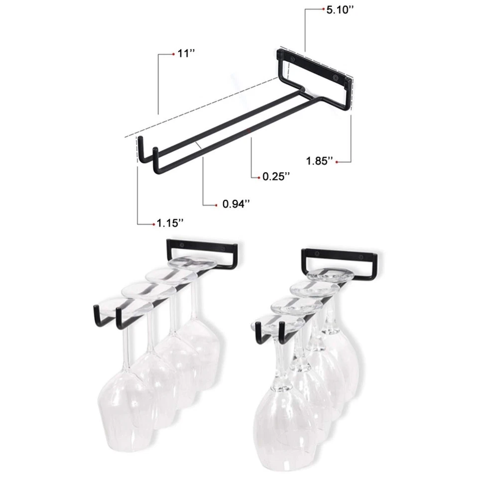 Weinglashalter Metall Gläserhalter Weinglas Halterung Tassen Bar Schwarz Regal - Bild 2 von 4