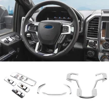 Chrome Steering Wheel Trim Dashboard Window Trim Cover Kit For 2015-20 Ford F150