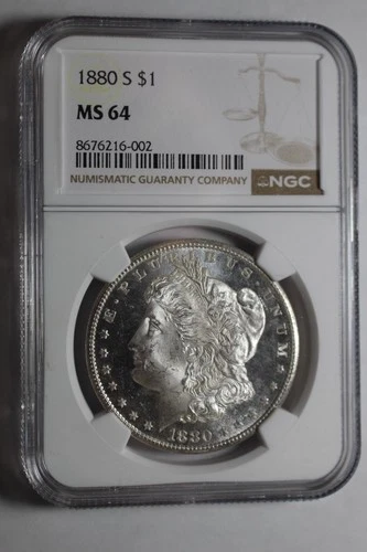 1880 S PL OBV Morgan Silver Dollar MS64 NGC #002