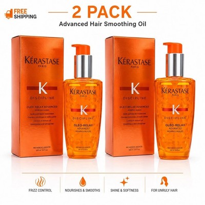 Pack of 2 Kerastase Discipline Oleo Relax Advanced Hair Smoothing Oil 3.4oz