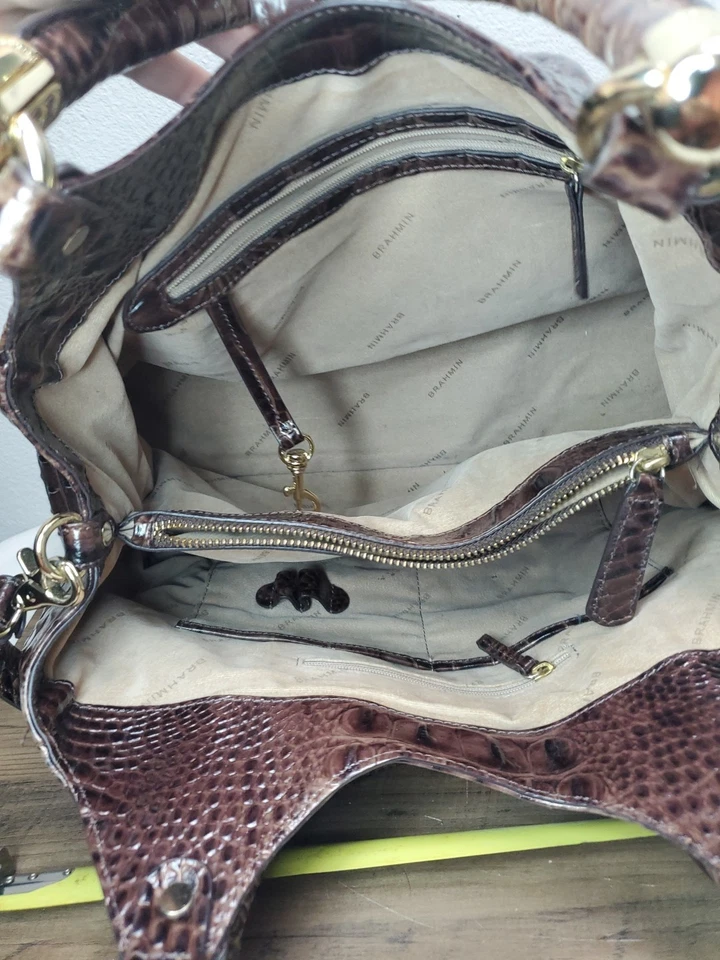 BOLSO DE MANO DE HOMBRO BRAHMIN ELISA PECAN MELBOURNE CUERO BOLSO DE MANO GRANDE 15" Foto 4 de 4