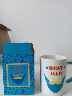Tasse ''Bester Papa der Welt'' 350 ml - Geschenk Kaffeetasse für Vater (nagelneu in Box