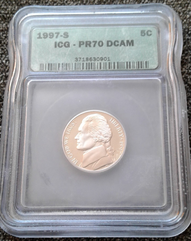 Jefferson Nickel 1997-S 5 Cent ICG PR70 DCAM