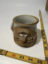 Vintage Golden Age Pottery Face Big Nose and Mustache Man  Stoneware