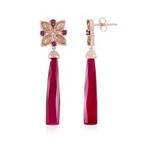 Ohrringe Aus Rotem Chalzedon, RoséFarbenes Silber
