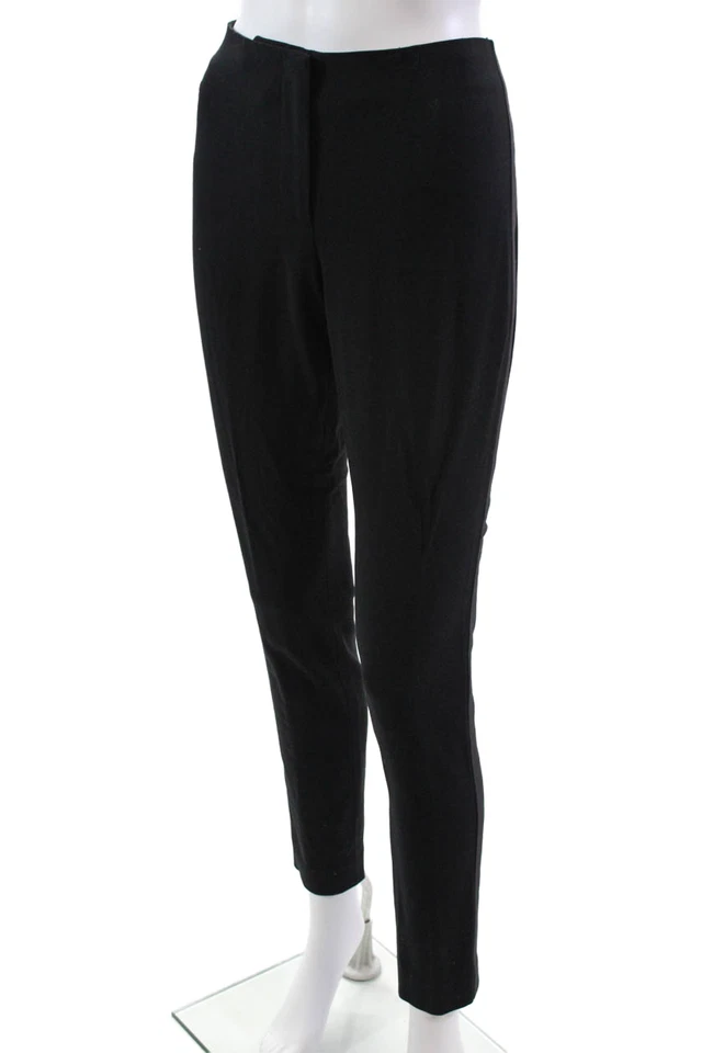Vera Wang Womens Wool Side Striped Zipped Double Hook and Eye Pants Black Size 6 - Image 2 of 4
