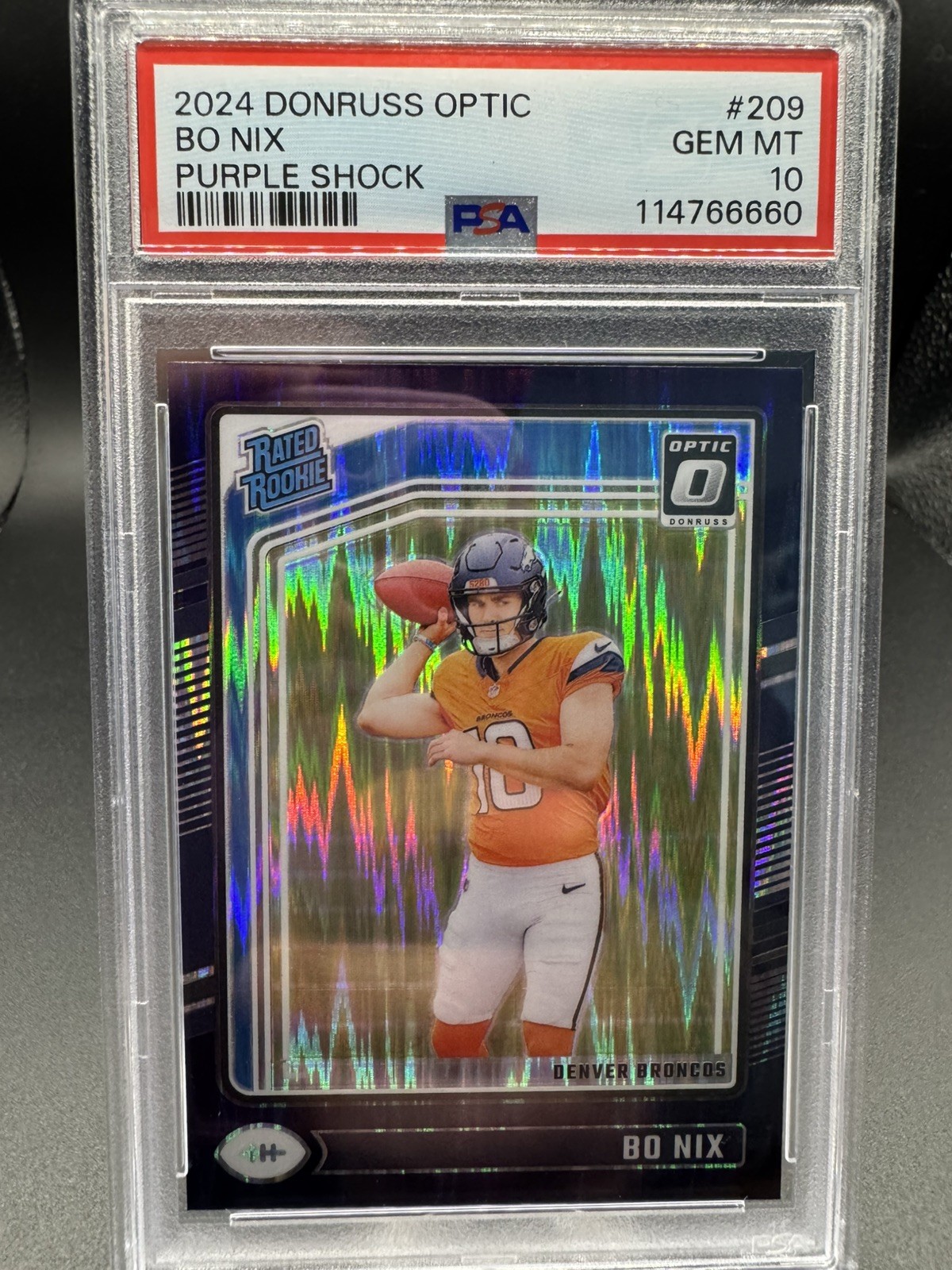 Bo Nix Panini Donruss Optic #209 Purple Shock