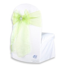 100 pcs Organza Chair Cover Bow Sash 108"x8" - Apple Green - w/ Bow Covers fb