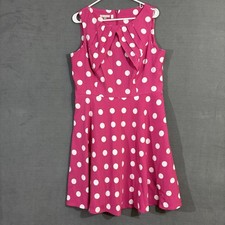 Bubblegum Pink Polka Dot Dress 16 Dress Barn Pinup Retro Barbiecore Doll Cute