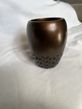 Bathroom Accessories Brown Resin Q Tips , Make Up Brush Holder Cup