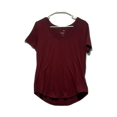 SO - Wine Red Simple V Neck Tee