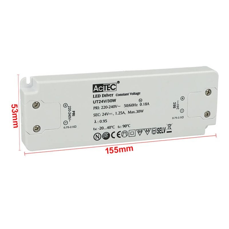 Alimentatore LED 24V 30W Super Slim 17mm | Trasformatore CV Professionale