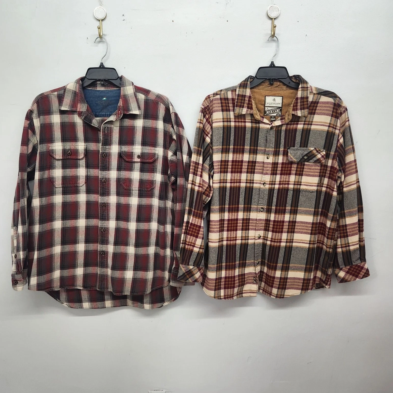 2 Redhead Denim Buckcamp flannel plaid button up long sleeve shirt XL