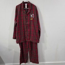 Disney Store Mens Plaid Pajama Set Size Large Mickey Mouse Holiday Christmas