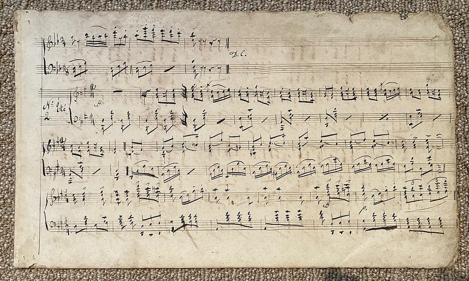 ORIGINAL! PIANO MANUSCRIPT 8 PAGE SHEET MUSIC (KRAKOWIAK POLISH FOLK DANCE) 1840 - Image 4 of 4