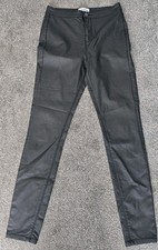 High Waisted Super Skinny Coated Black Trousers From New Look Size 14, 32in Leg