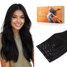 DOORES Clip in Hair Extensions Human Hair, Fast 5 Minutes Installation  Real Re