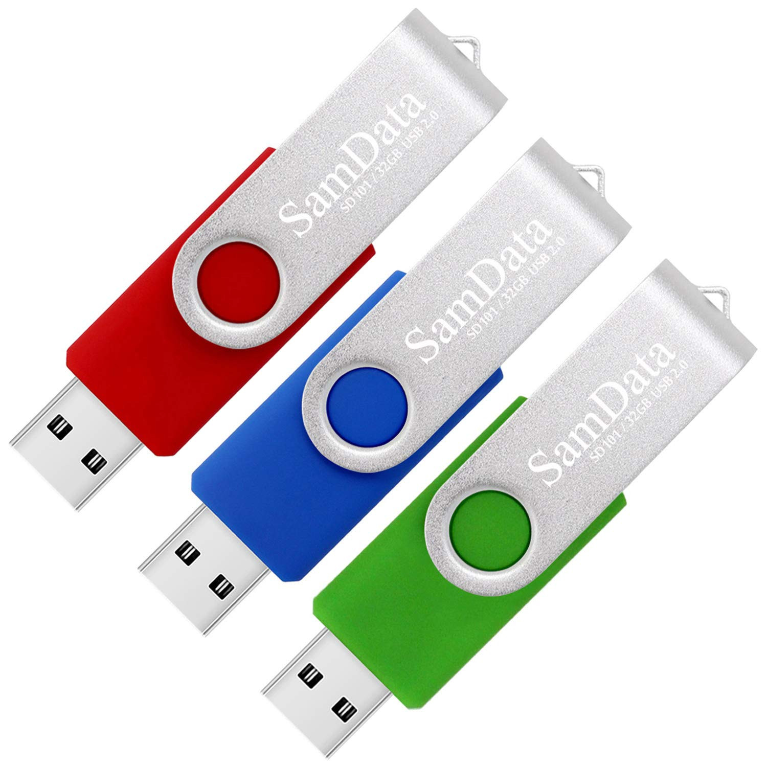 32GB USB 2.0 Flash Drive 3-Pack Swivel Thumb Drives for Storage  