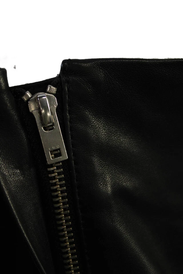 Saia feminina IRO lápis reto couro de cordeiro preta tamanho P - Imagem 4 de 4