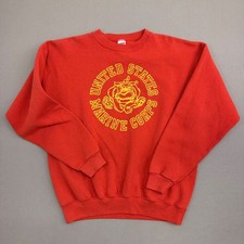 Vintage Soffe US Marine Corps USMC Bulldog Sweatshirt Red Mens Large Made in USA