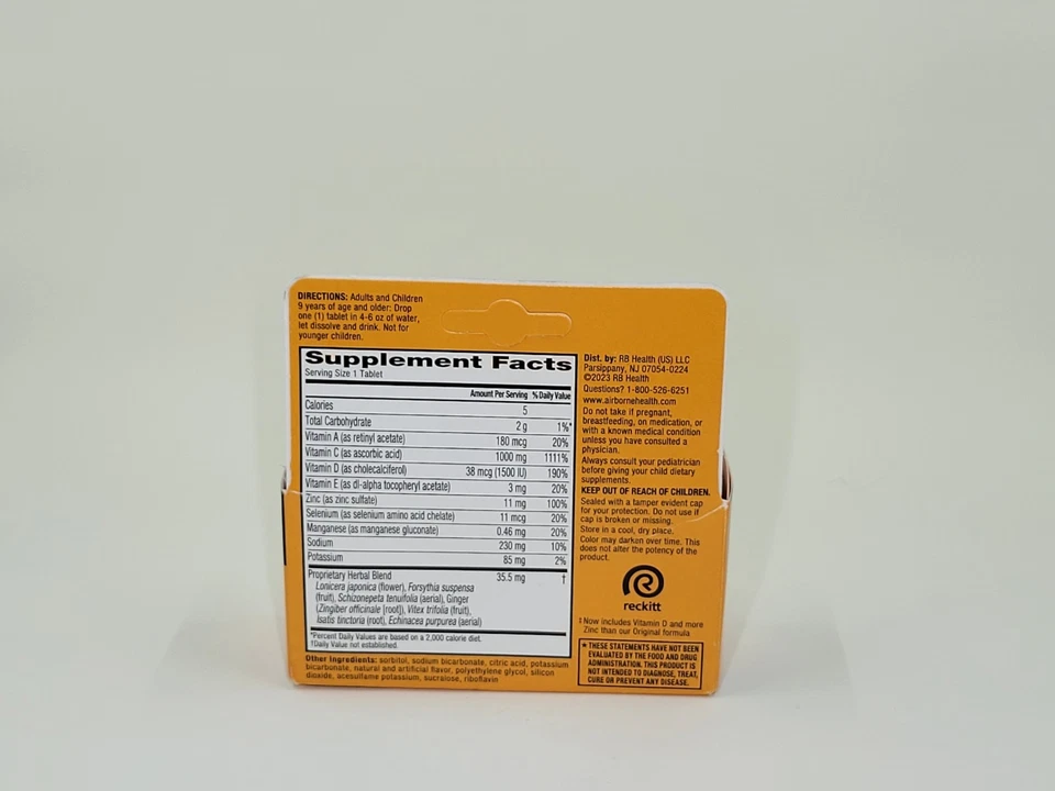 Soporte Inmunológico Aerotransportado Zesty Orange 10 Pestaña Efervescente EXP NOV 2026 Foto 2 de 2