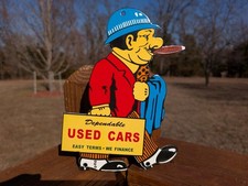 Porcelain Dependable Used Cars Salesman Dealership Car Lot Door Push Plate Sign