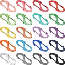 20 PCS Aluminum Carabiner Clips 1.6 Inch D Ring Small Carbineers Keychain Spring