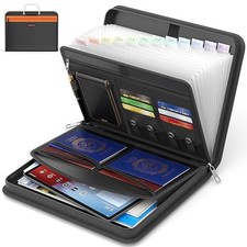 Fireproof with 13 Pocket, Document Slate Black Accordion File Organizer