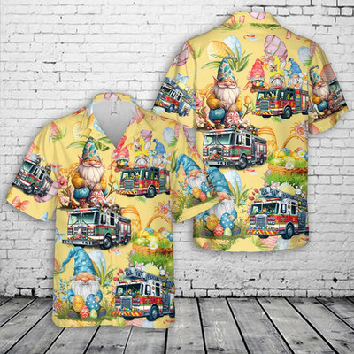 Firefighter Truck Easter Day Hawaiian Shirt Men Aloha Beach Gift