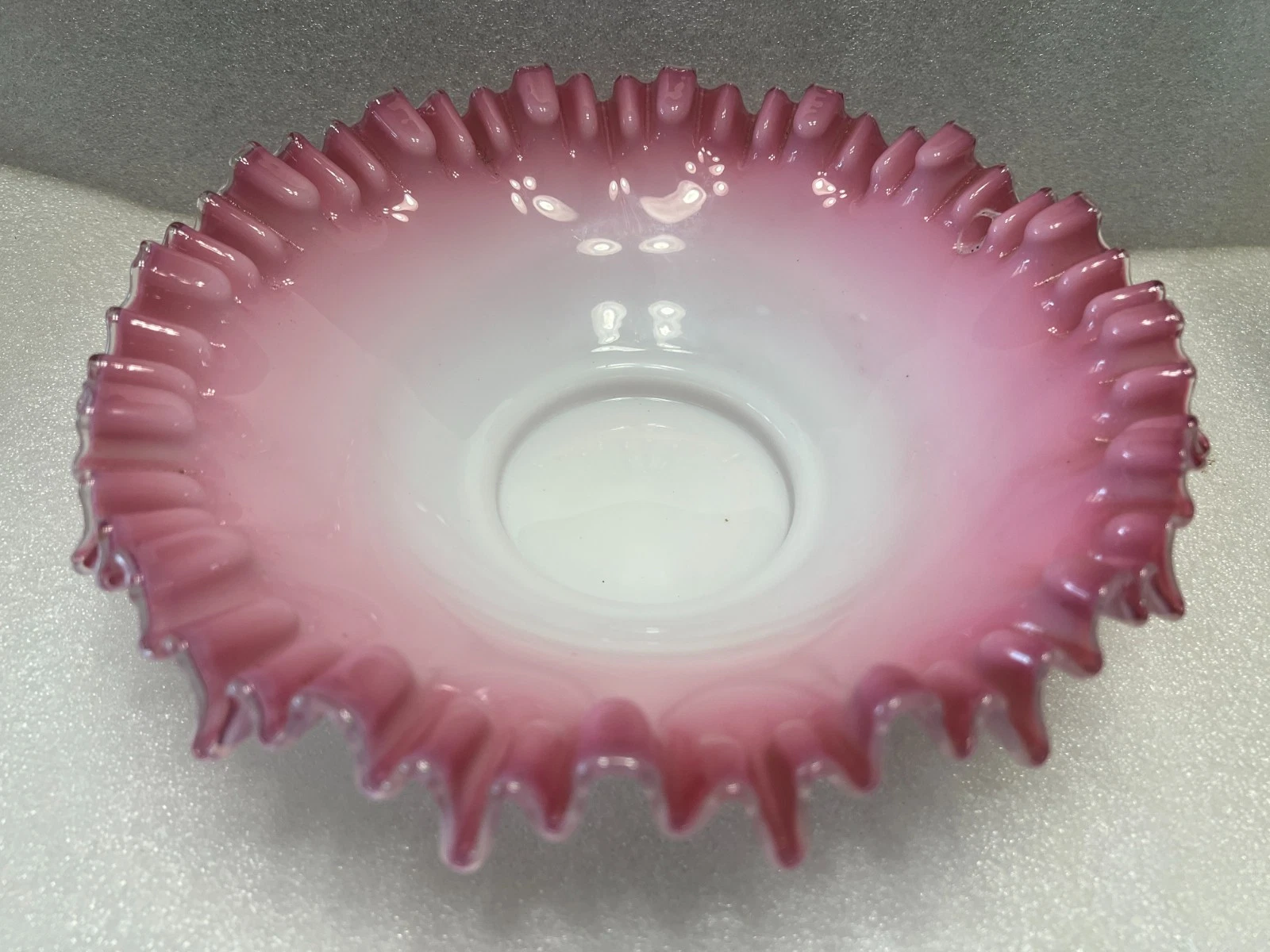 Fenton Pink Glass Bridal Basket Bride's Bowl Ruffled 11" Antique - Picture 2 of 12