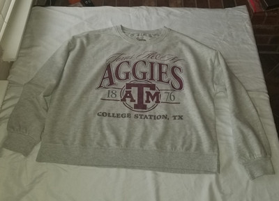 Womens Pressbox OAT Texas A&M Aggies Melange Vintage Janise Crew MSRP $70