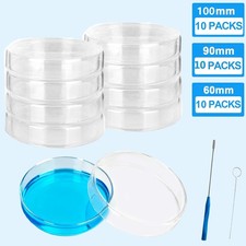 Petri Dishes with Lids 60/90/100mm10 Pcs, Sterilized, Glass Lab Petri Plates New