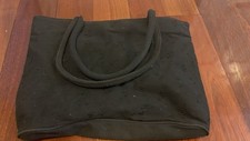Women s Mid Size Tote Bag Black Fabric embroidered