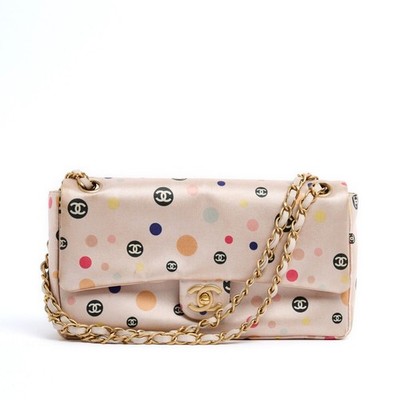 Chanel 2004 Sac Classique Single Flap Pink Silk CC Shoulder Bag