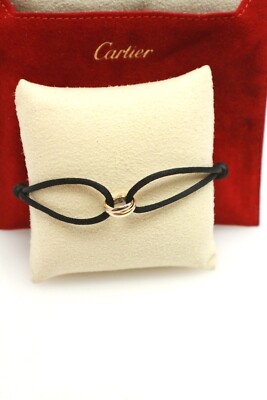 Cartier trinity black cord bracelet 18k tricolor gold