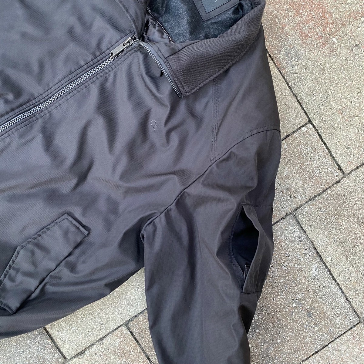 Vintage Style Calvin Klein CK Zip Up Black Jacket Mens XL Vintage Style Calvin Klein CK Zip Up Black Jacket Mens XL