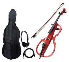 E-Cello Violoncello 4/4 Cello Tasche Gigbag Bogen Tonabnehmer Kopfhörer Garantie