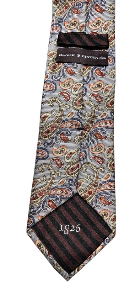 Corbata para hombre negra marrón 1826 gris cachemira seda Foto 3 de 4