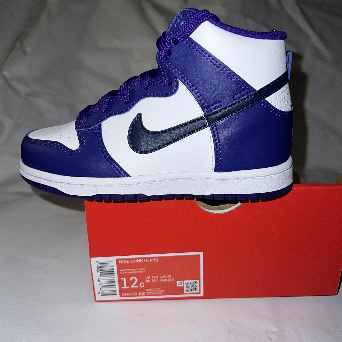 Nike Dunk High PS White Electro Purple Midnight Navy PS DH9753-100 Size 12C