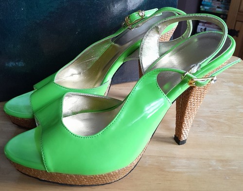 Damen-Sandalen hellgrün offene Zehenpartie Weihnachten Party Größe 3 neu - Bild 1 von 6