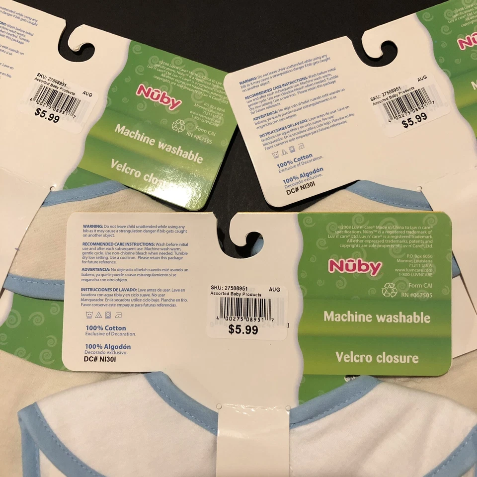 Nuby Doggie Bib Bundle Of 3 Baby Bibs 100% Cotton New A1-1 - Image 3 of 4
