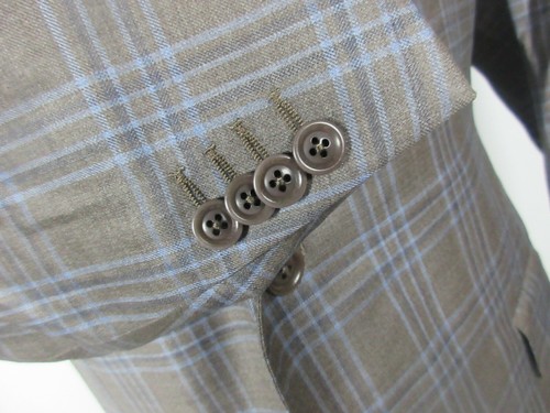ERMENEGILDO ZEGNA Wool Brown Blue Plaid Jacket RECENT 54R IT 44R US Dual Vent - Picture 5 of 7