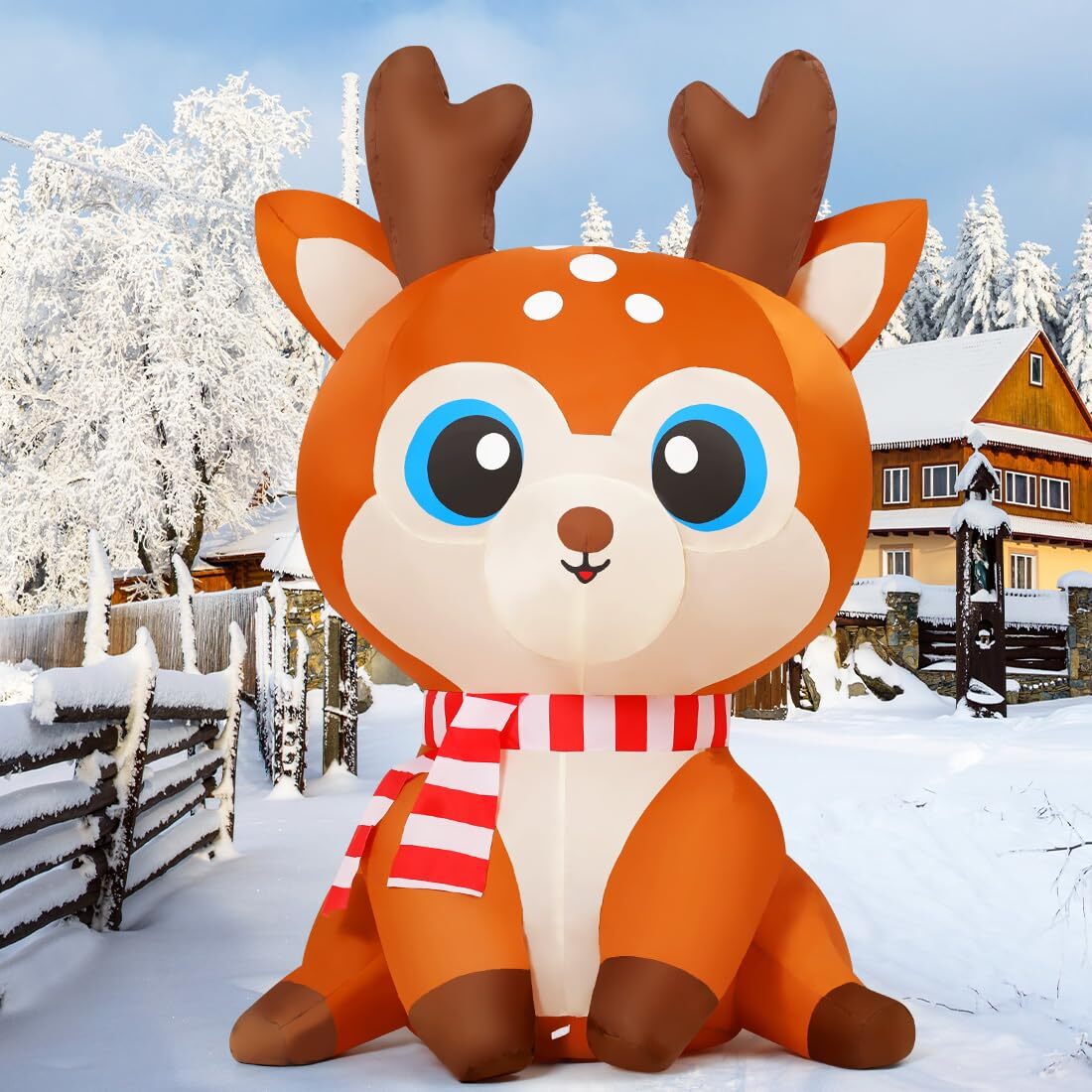 5 FT Christmas Inflatable Reindeer Outdoor Decoration Blow Up Yard Cute Deer ...