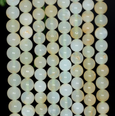 6MM MILKY GREEN OPAL GEMSTONE GRADE A ROUND LOOSE BEADS 15.5''