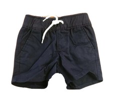 New Gap Baby Boys Pull On Poplin Cotton Cargo Drawstring Navy Blue Shorts 3-6M