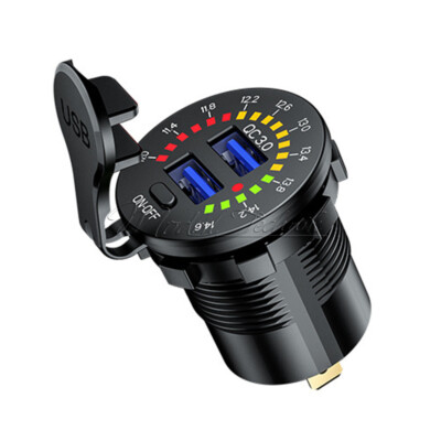 Digital Voltmeter QC 3.0 Dual USB Car Charger Socket LED Voltage Meter DC12V-24V