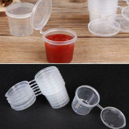 100x/Set Small Plastic Sauce Cups Food Storage Containers Hot~ B +-Lids W9L2 - Picture 7 of 10